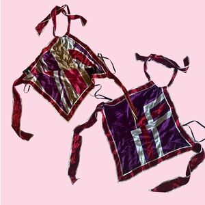 Bebe • Beautiful Y2K REVERSIBLE SILK TOP • size M• colors red, purple, pink• new